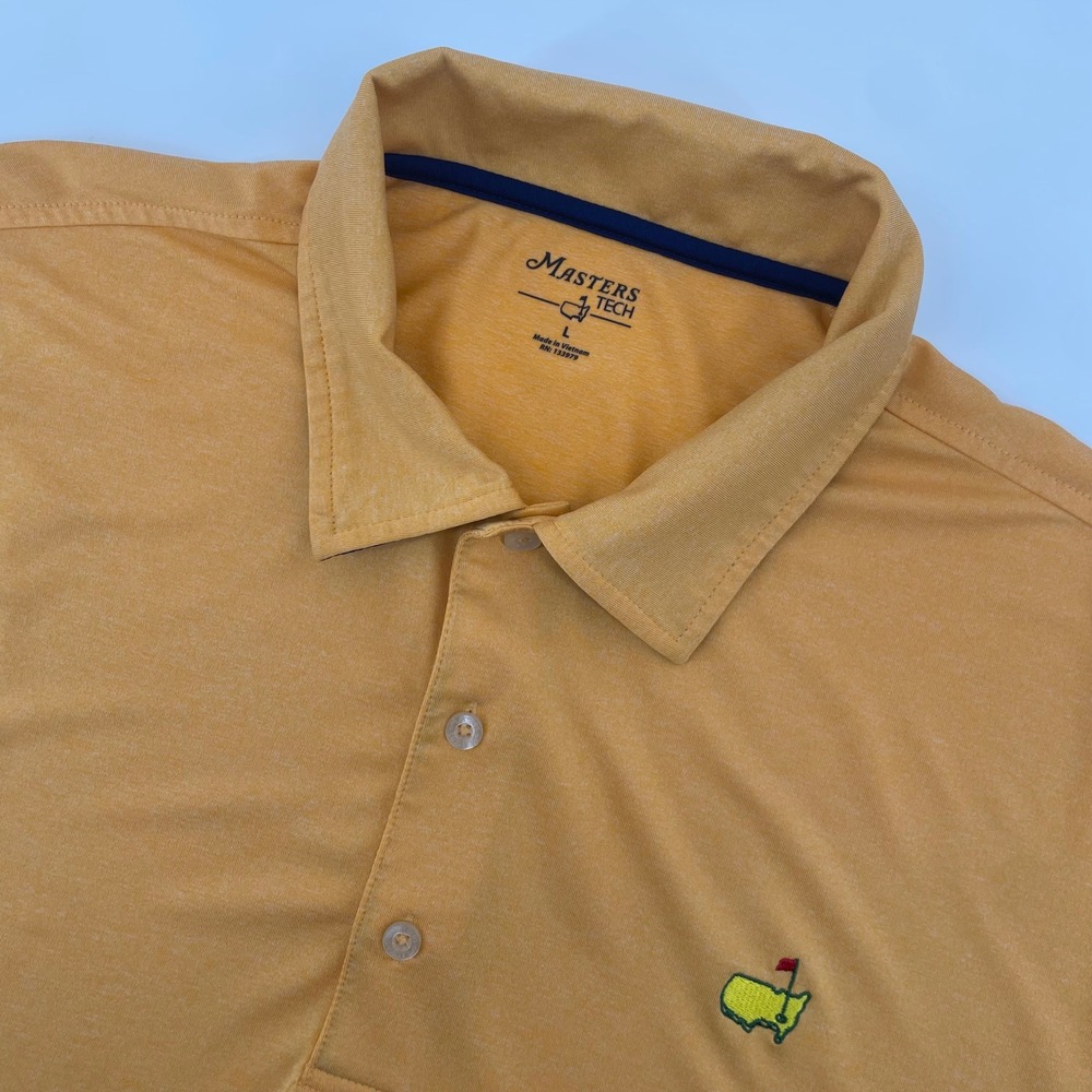 Masters Tech Polo Shirt Mens Large Yellow Performance Golf Augusta National Logo